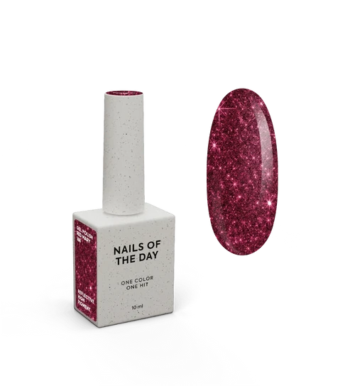 NAILSOFTHENIGHT Red Mary Gellack – roter reflektierender Gellack für Nägel, 10 ml