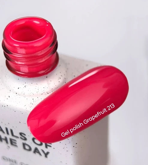 NAILSOFTHEDAY Gel Polish Grapefruit-213 — neon-himbeerfarbener UV-Gel-Lack mit vollständiger Deckkraft in nur einer Schicht, 10 ml