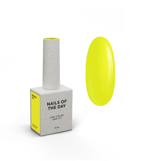NAILSOFTHEDAY Gel Polish Banana-228 — neon-gelber UV-Gel-Lack mit vollständiger Deckkraft in nur einer Schicht, 10 ml