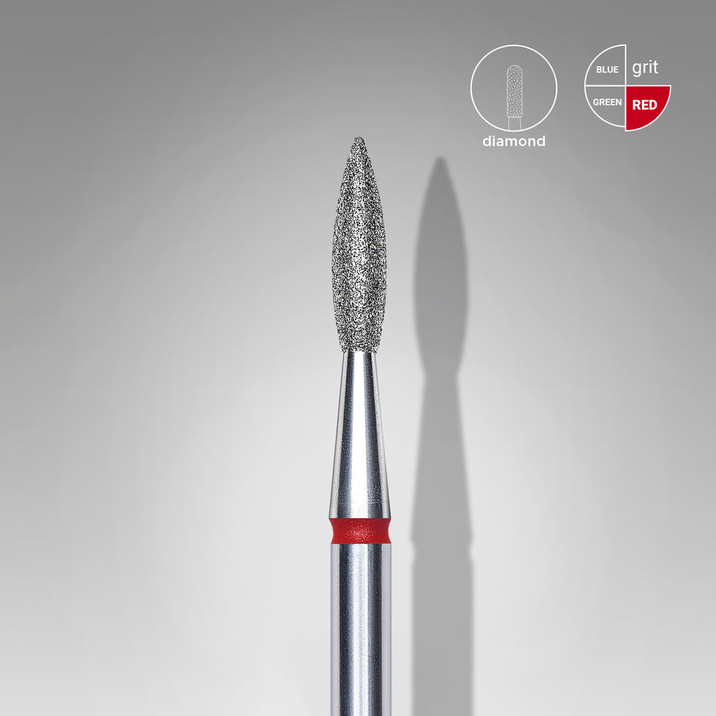 Diamant-Nagelbohrer spitze Flamme rot EXPERTENkopfdurchmesser 2,1 mm / Arbeitsteil 8 mm