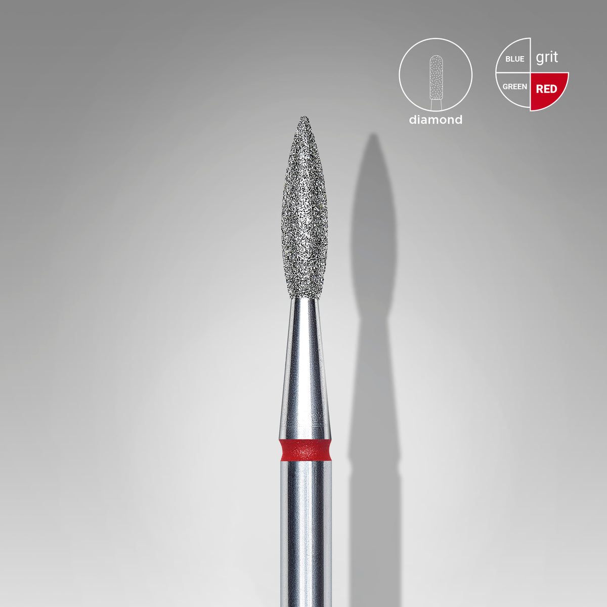 Diamant-Nagelbohrer spitze Flamme rot EXPERTENkopfdurchmesser 2,1 mm / Arbeitsteil 8 mm