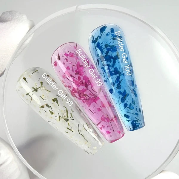 NAILSOFTHEDAY Builder Gel 100 — hellblaues Aufbaugel mit Trockenblumen, 15 ml