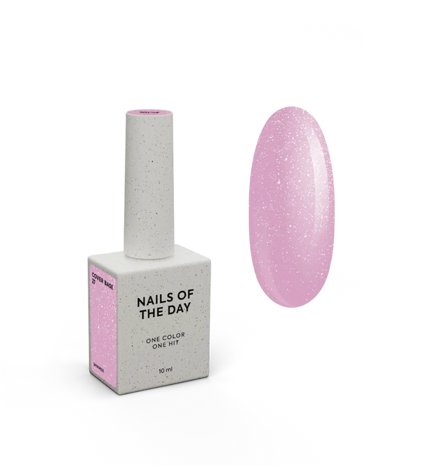 Nailsoftheday Cover Base NEW Formula 27 – Rosa mit silbernem Schimmer, hat einen tieferen rosa kühlen Farbton, Camouflage-Basislack für Nägel, 10 ml