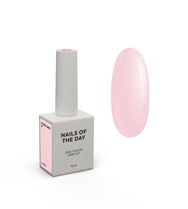 Nailsoftheday Cover Base NEUE Formel 29 – durchscheinender, weicher Nudeton mit silbernem Schimmer, Tarngrundierung für Nägel, 10 ml