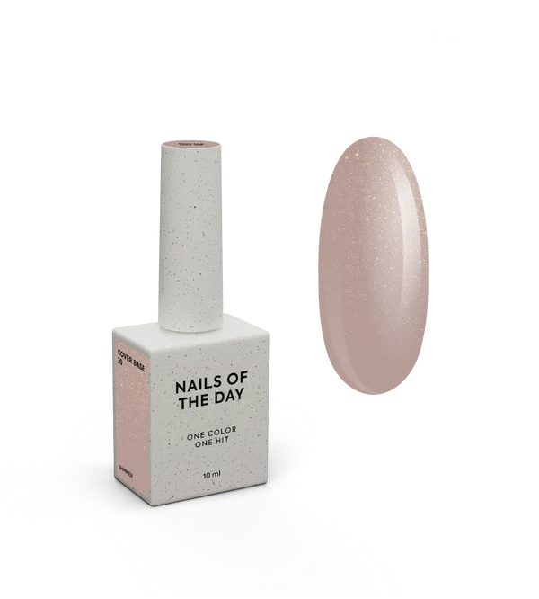 Nailsoftheday Cover Base NEW Formula 30 – natürliches Nude mit goldenem Schimmer, warmes Nude mit goldenem Farbton, Camouflage-Basislack für Nägel, 10 ml