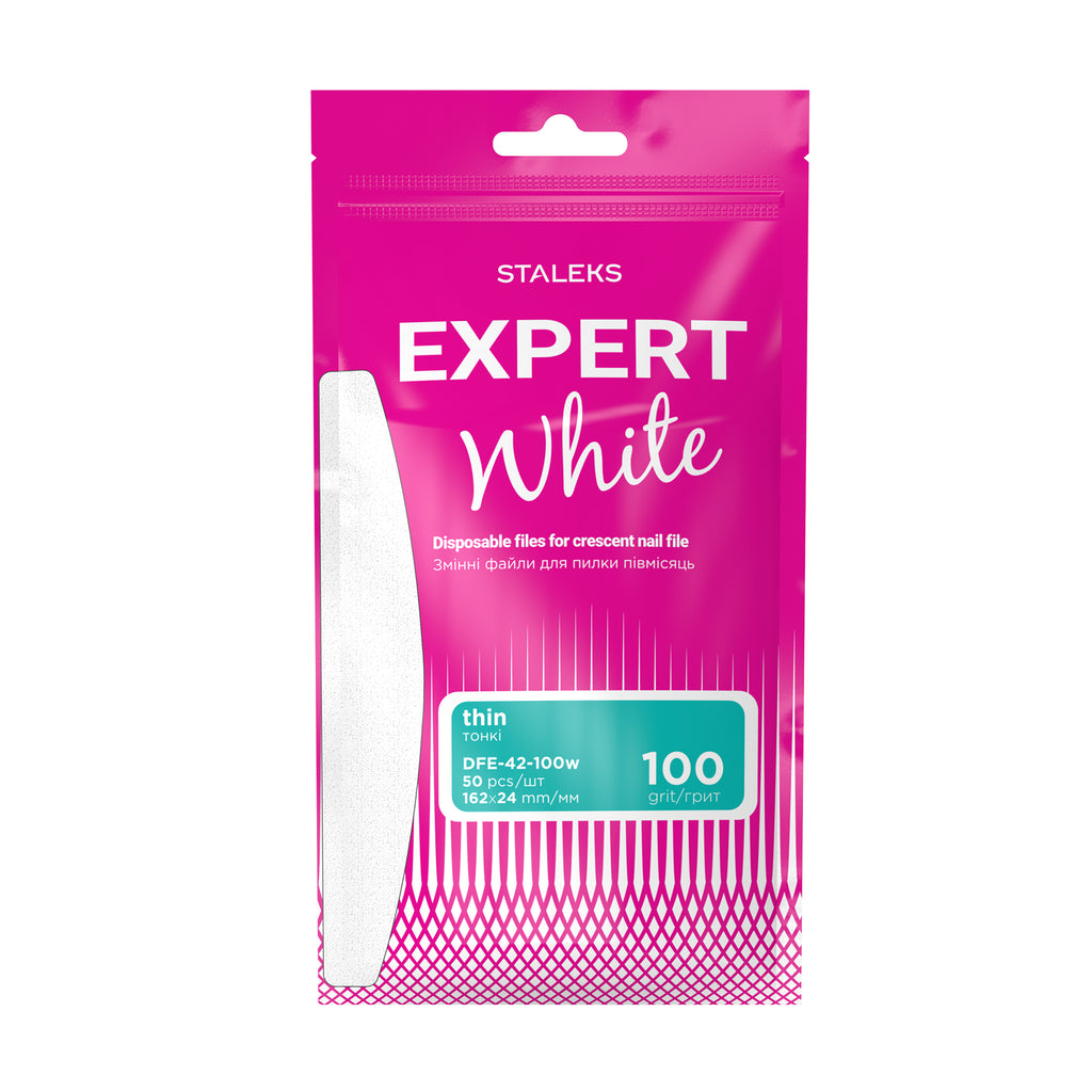 Einweg-weiße Feilen für Halbmond-Nagelfeile EXPERT 42 100 Körnung  (50 Stück)