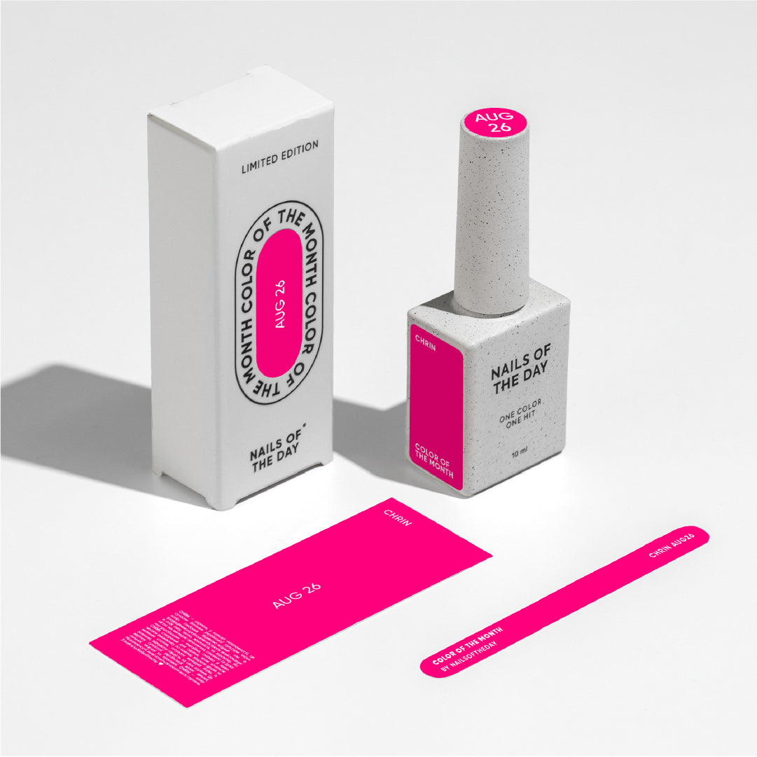 NAILSOFTHEDAY Color of the Month August 2026 CHRIN – Fuchsia mit Goldfolie und Schimmer, deckt bereits in einer Schicht, 10 ml