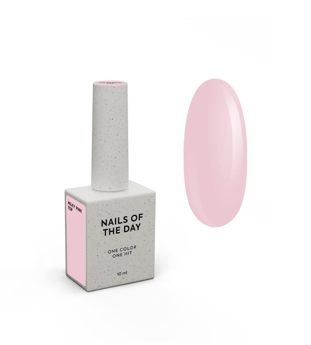 NAILSOFTHEDAY Milky Pink Top – sanftes milchiges Rosa Top ohne Klebeschicht für Nägel, 10 ml