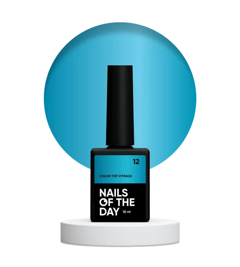 NAILSOFTHEDAY Color Top/Vitrage 12 — Halbtransparenter Kräftig Blauer Vitrage-Überlack, 10 ml
