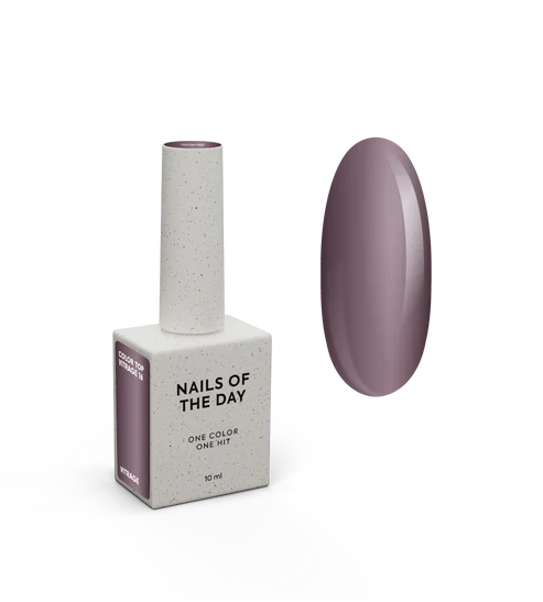 NAILSOFTHEDAY Color Top/Vitrage 16 — Halbtransparenter Staubiger Pflaumenfarbener Vitrage-Überlack, 10 ml