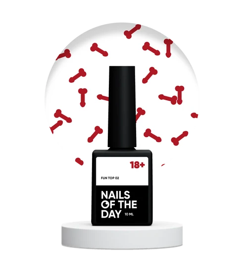 NAILSOFTDAY-SPASS! Top 02 – Abschlusslack für Nägel mit rotem Kunstdekor, ohne Klebeschicht, 10 ml