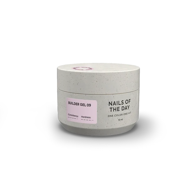 NAILSOFTHEDAY Builder Gel 09 — milchig-rosafarbener Gel für Nagelverlängerungen, 15 ml