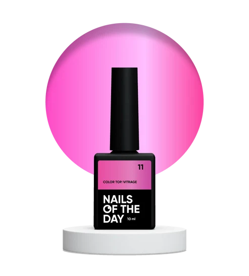 NAILSOFTHEDAY Color Top/Vitrage 11 — Halbtransparenter Leuchtend Rosa Vitrage-Überlack, 10 ml